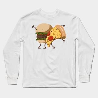 Dancing burger and pizza Long Sleeve T-Shirt